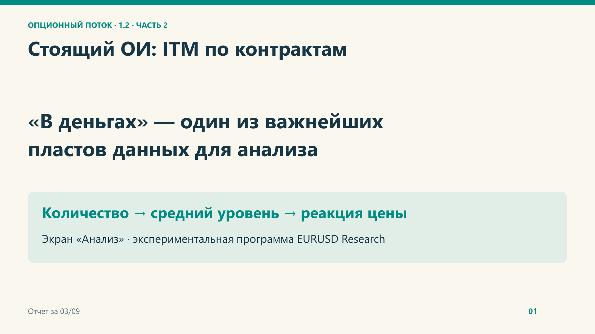 Стоящий ОИ: ITM по контрактам.